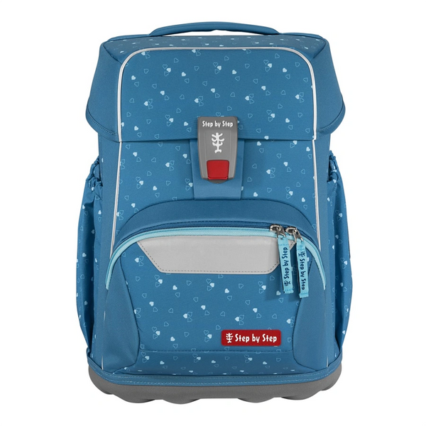 Školní aktovka pro prvňáčky – 4 dílný set, Step by Step BASIS Blue Hearts, AGR