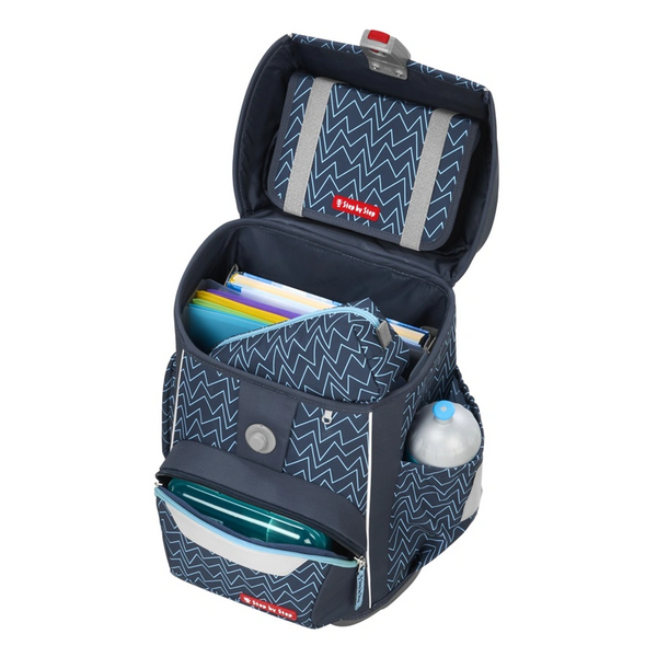 Školní aktovka pro prvňáčky – 4 dílný set, Step by Step BASIS Blue Lines, AGR