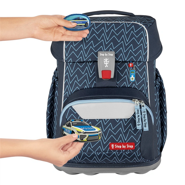 Školní aktovka pro prvňáčky – 4 dílný set, Step by Step BASIS Blue Lines, AGR