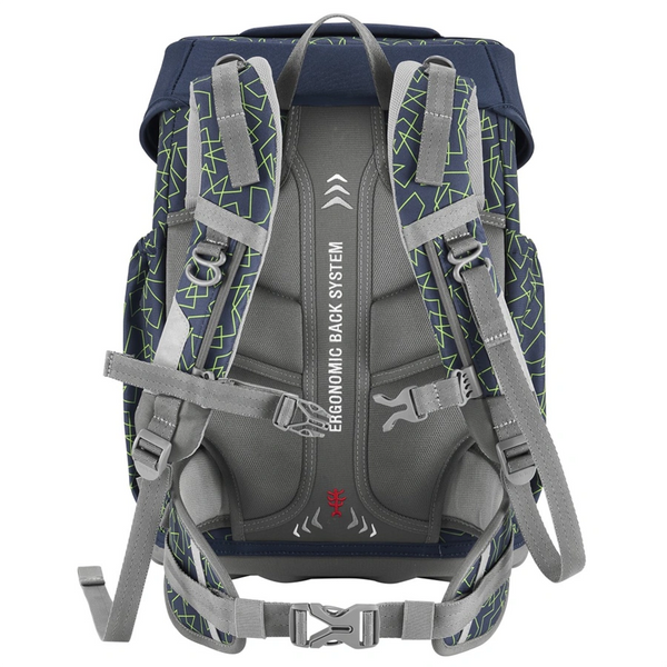 Školní aktovka pro prvňáčky – 4 dílný set, Step by Step BASIS Green Geometric, AGR