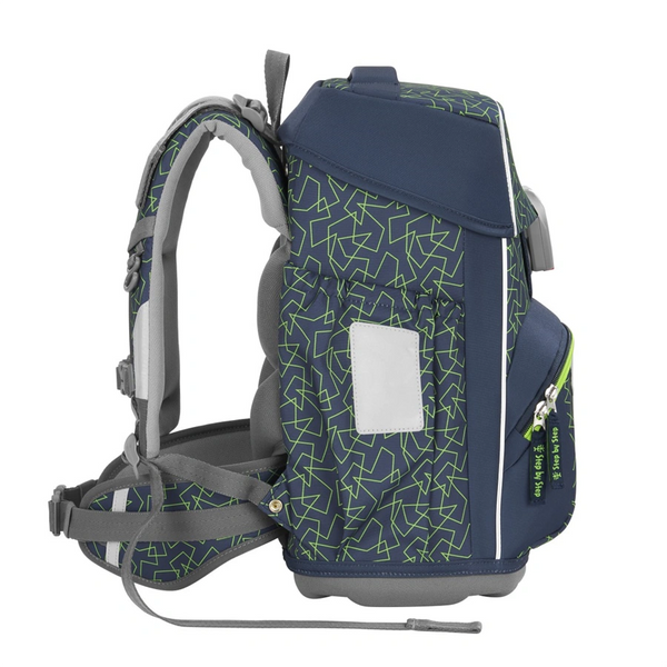 Školní aktovka pro prvňáčky – 4 dílný set, Step by Step BASIS Green Geometric, AGR