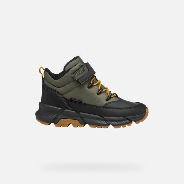 Khaki zateplená chlapecká kotníková obuv Geox Flexyper Plus J66LCA-0FUME-C3009