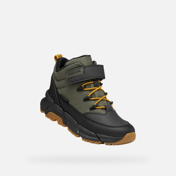 Khaki zateplená chlapecká kotníková obuv Geox Flexyper Plus J66LCA-0FUME-C3009