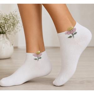 Ponožky dámské elegantní FLITANA 02 s kamínky BÍLÉ (3 páry)