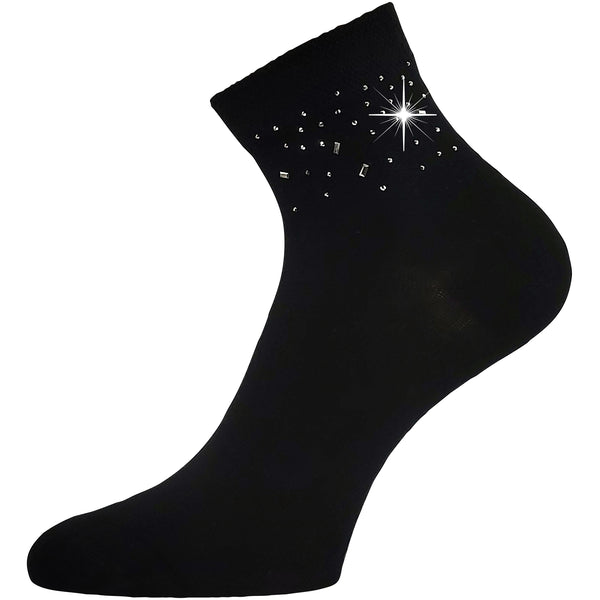 Ponožky dámské elegantní FLITANA 03 s kamínky ČERNÉ (3 páry)