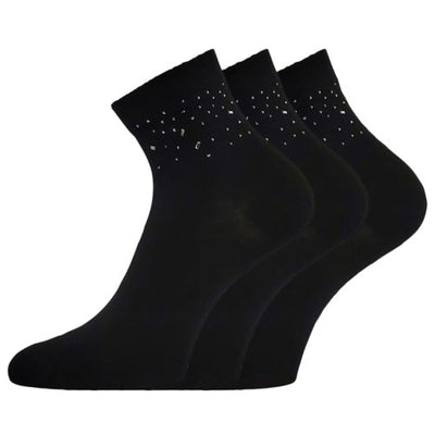 Ponožky dámské elegantní FLITANA 03 s kamínky ČERNÉ (3 páry)