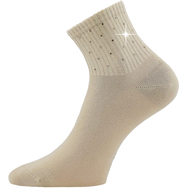 Ponožky dámské elegantní FLITANA 04 s kamínky BÉŽOVÉ (3 páry)