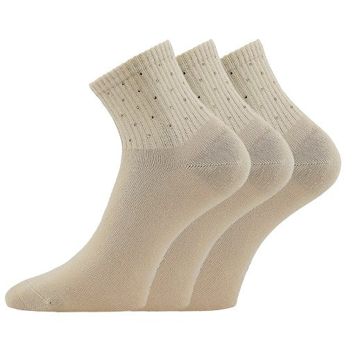 Ponožky dámské elegantní FLITANA 04 s kamínky BÉŽOVÉ (3 páry)