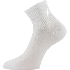 Ponožky dámské elegantní FLITANA 04 s kamínky BÍLÉ (3 páry)