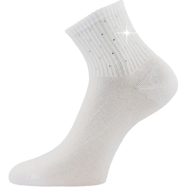 Ponožky dámské elegantní FLITANA 04 s kamínky BÍLÉ (3 páry)