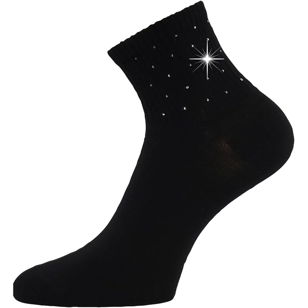 Ponožky dámské elegantní FLITANA 04 s kamínky ČERNÉ (3 páry)