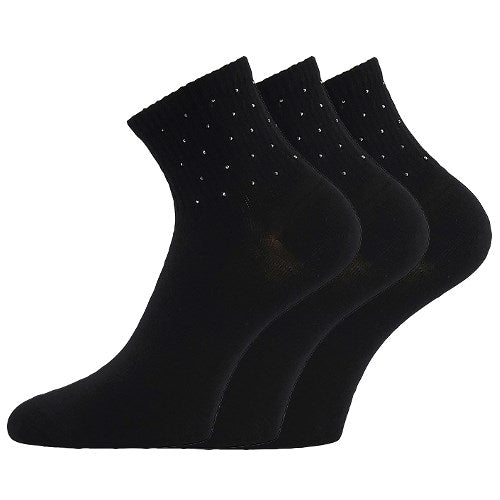 Ponožky dámské elegantní FLITANA 04 s kamínky ČERNÉ (3 páry)