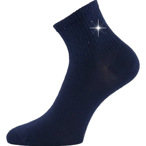 Ponožky dámské elegantní FLITANA 04 s kamínky TMAVĚ MODRÉ (3 páry)