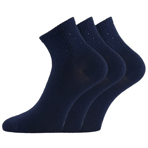 Ponožky dámské elegantní FLITANA 04 s kamínky TMAVĚ MODRÉ (3 páry)