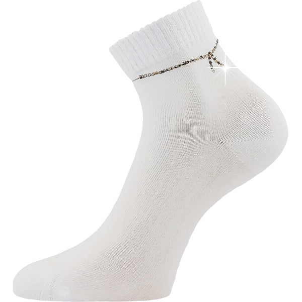 Ponožky dámské elegantní FLITANA 05 s kamínky BÍLÉ (3 páry)