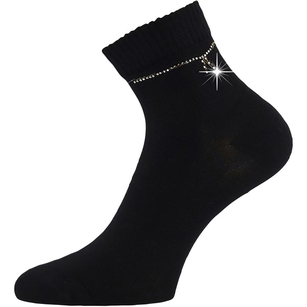 Ponožky dámské elegantní FLITANA 05 s kamínky ČERNÉ (3 páry)