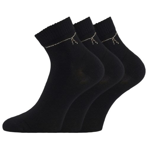 Ponožky dámské elegantní FLITANA 05 s kamínky ČERNÉ (3 páry)