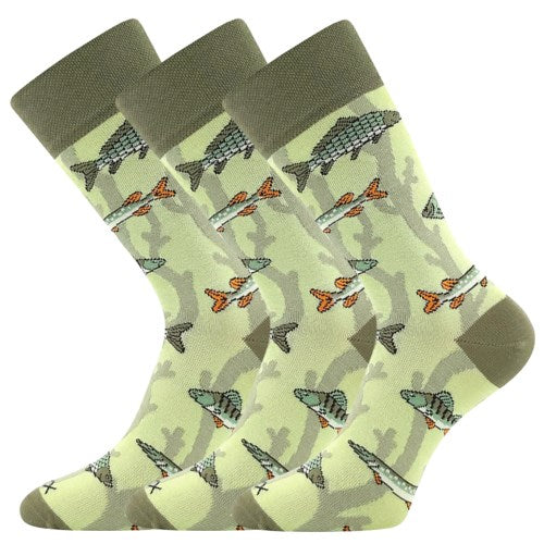 Ponožky slabé fishing LOVIX 02 s rybářskými motivy RYB (3 páry)