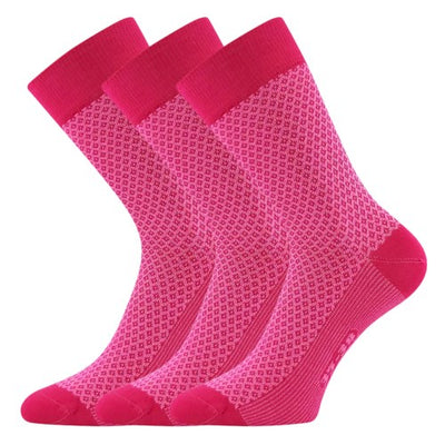 Ponožky dámské žakárové ŽANETA s bavlnou MAGENTA (3 páry)