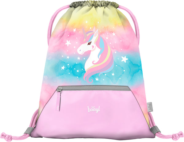 BAAGL 3 SET Airy Rainbow Unicorn: aktovka, penál, sáček