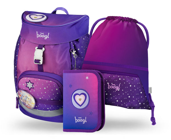 BAAGL SET 3 Airy Koně srdce: batoh, penál, sáček