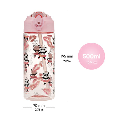 BAAGL Tritanová láhev na pití s brčkem Panda 500 ml