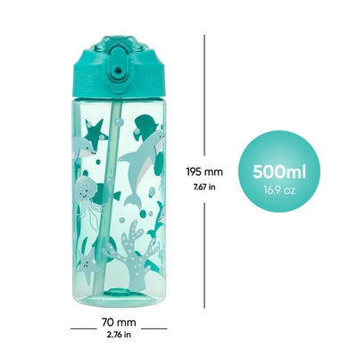 BAAGL Tritanová láhev na pití s brčkem Delfín 500 ml