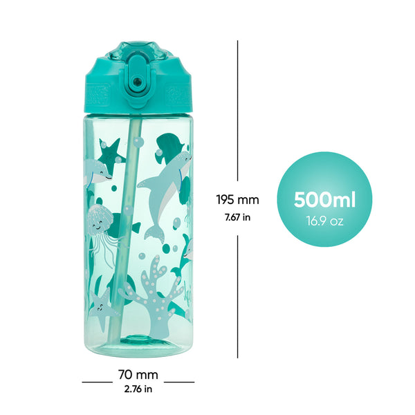 BAAGL Tritanová láhev na pití s brčkem Delfín 500 ml