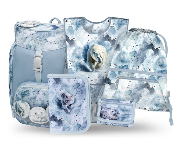 BAAGL SET 5 Airy Polar: batoh, penál, sáček, zástěra, peněženka GRS