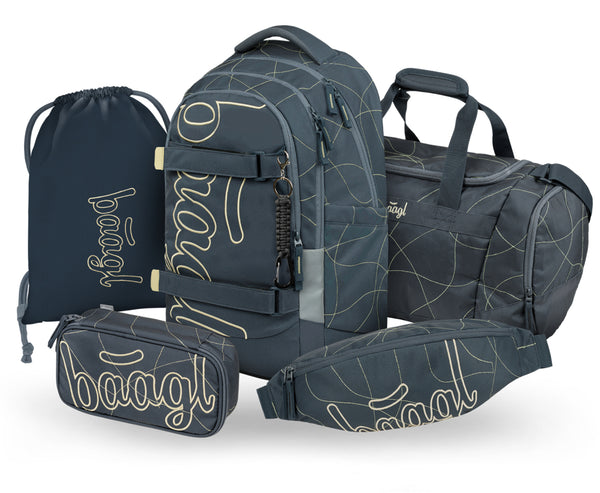 BAAGL SET 5 Skate Max Wave: batoh, penál, sáček, sportovní taška, ledvinka GRS