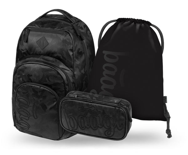 BAAGL SET 3 Coolmate Onyx: batoh, penál, sáček
