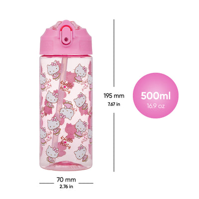 BAAGL Tritanová láhev na pití s brčkem Hello Kitty Sweet Leopard, 500 ml