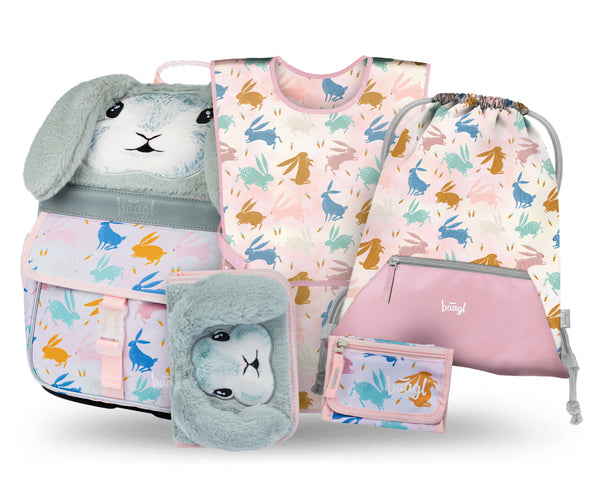 BAAGL SET 5 Zippy Bunny: aktovka, penál, sáček, zástěra, peněženka