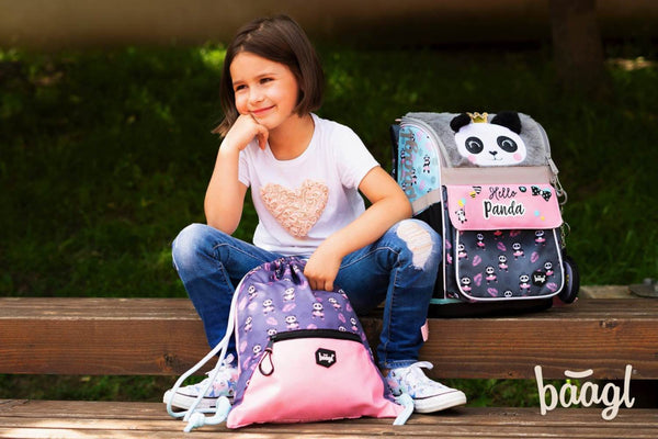 BAAGL SET 5 Zippy Panda: aktovka, penál, sáček, zástěra, peněženka