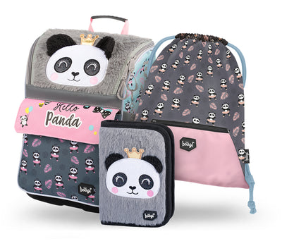 BAAGL 3 SET Zippy Panda: aktovka, penál, sáček