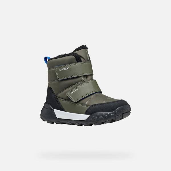 Tmavě zelená zateplená chlapecká zimní obuv Geox Trekkyup J66MBA-0FU54-C3XK4