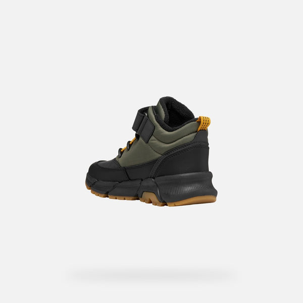 Khaki zateplená chlapecká kotníková obuv Geox Flexyper Plus J66LCA-0FUME-C3009