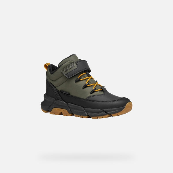 Khaki zateplená chlapecká kotníková obuv Geox Flexyper Plus J66LCA-0FUME-C3009