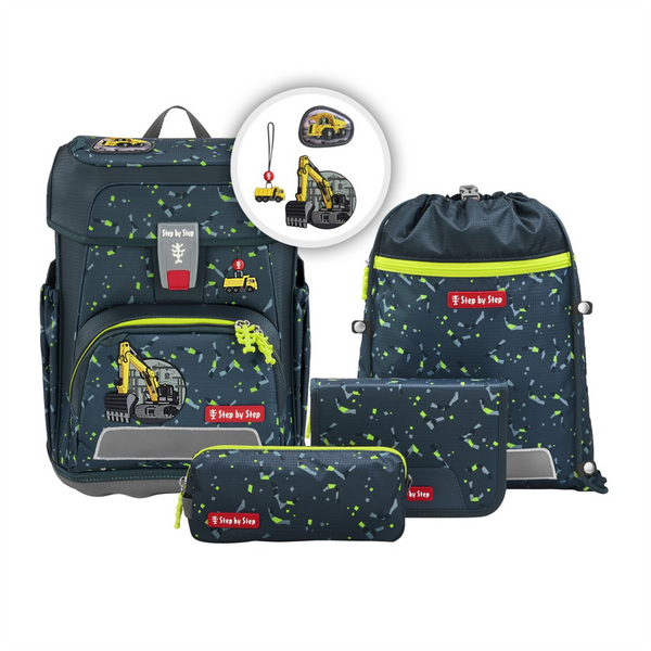 Školní aktovka Step by Step CLOUD, Bagger Rocco - 5 dílný set, AGR certifikát