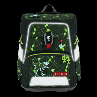Školní aktovka Step by Step SPACE SHINE, Dino Night Tyro - 5 dílný set, AGR certifikát