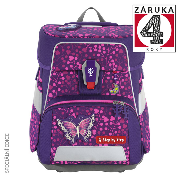 Školní aktovka Step by Step SPACE SHINE, Butterfly Night Ina - 5 dílný set, AGR certifikát