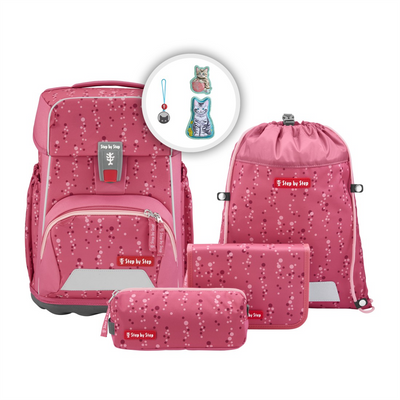 Školní aktovka Step by Step BASIS, Pink Bubbles - 4 dílný set, AGR certifikát