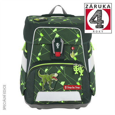 Školní aktovka Step by Step SPACE SHINE, Dino Night Tyro - 5 dílný set, AGR certifikát