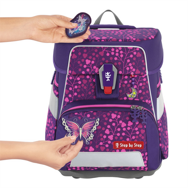 Školní aktovka Step by Step SPACE SHINE, Butterfly Night Ina - 5 dílný set, AGR certifikát